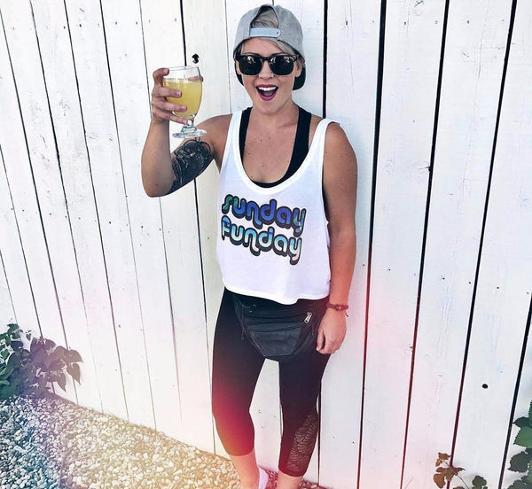 Womans Racerback Sunday Funday Football Tank Top 