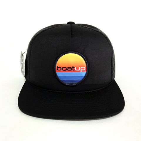 Flat Bill Trucker Hat - Black